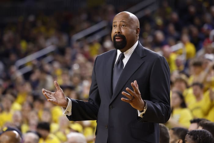 Coach Mike Woodson reacts during the first half against the Michigan Wolverines at Crisler Center.